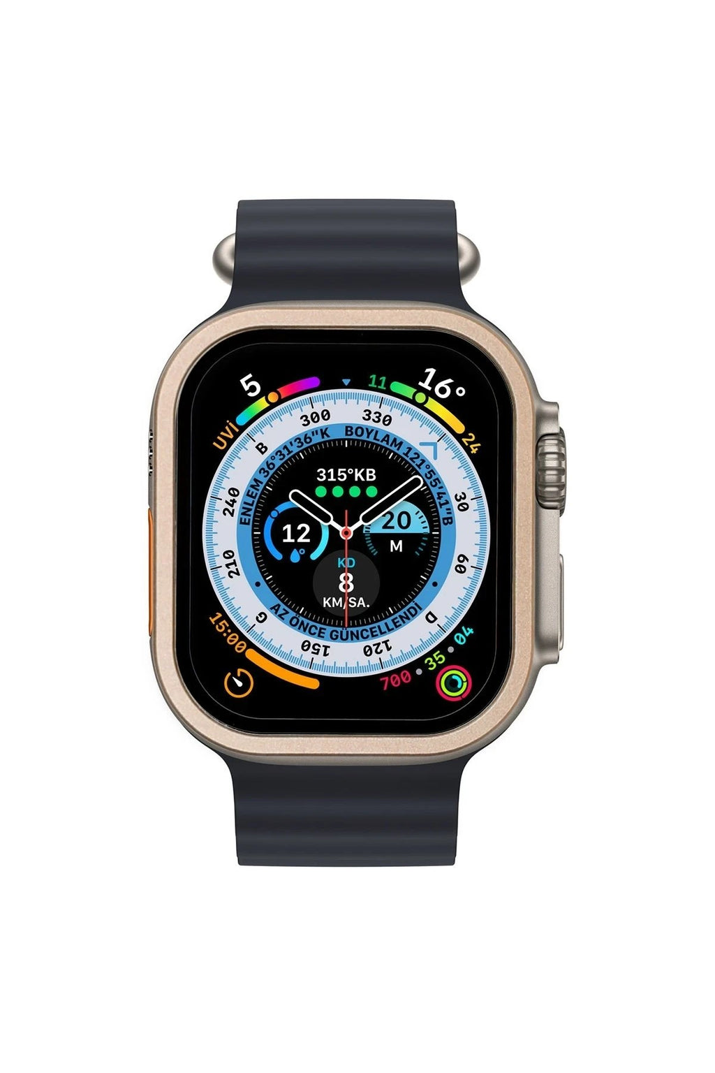 Mey İthalat® Watch Ultra 49mm Alüminyum Kasa Cam Ekran Koruyucu - Gold