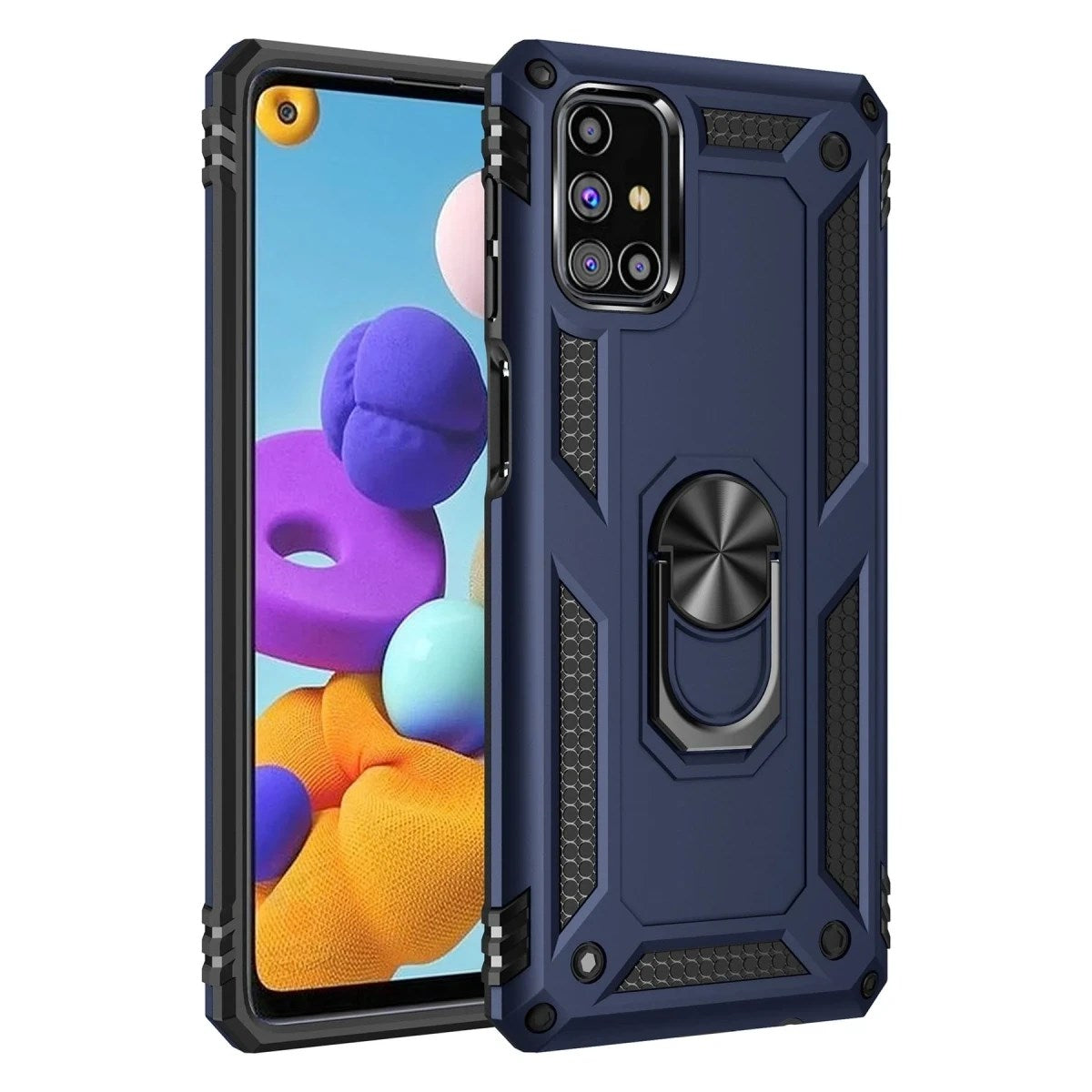 Mey İthalat® Samsung Galaxy M51 Kılıf Sofya Yüzüklü Silikon Kapak - Lacivert