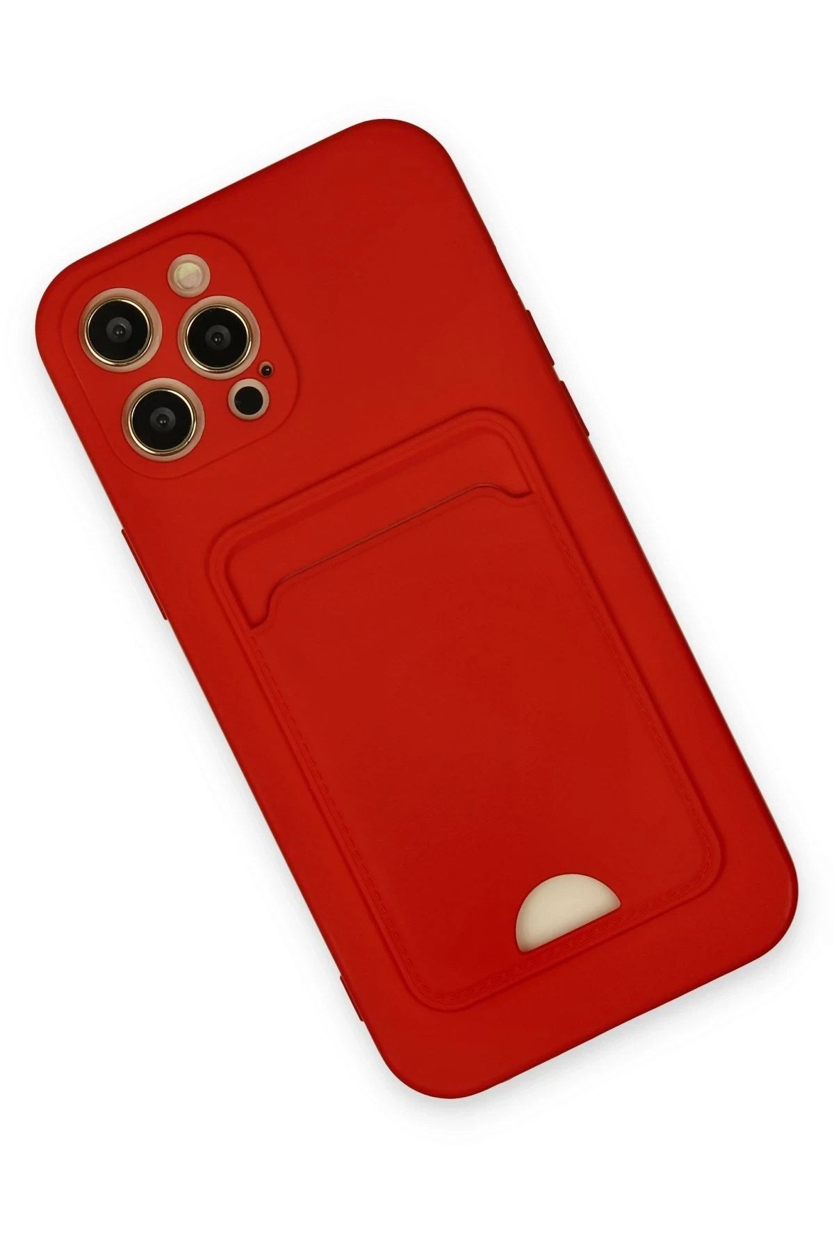 Mey İthalat® iPhone 12 Pro Max Kılıf Kelvin Kartvizitli Silikon - Kırmızı