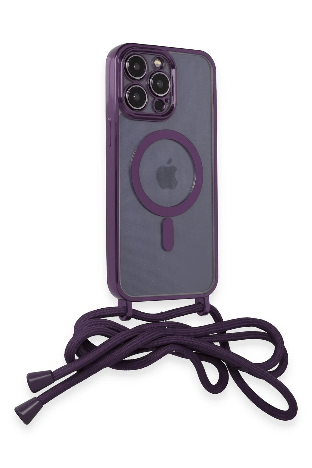 Mey İthalat® iPhone 12 Pro Max Kılıf Divo Lazer Askılı Magsafe Kapak - Derin Mor