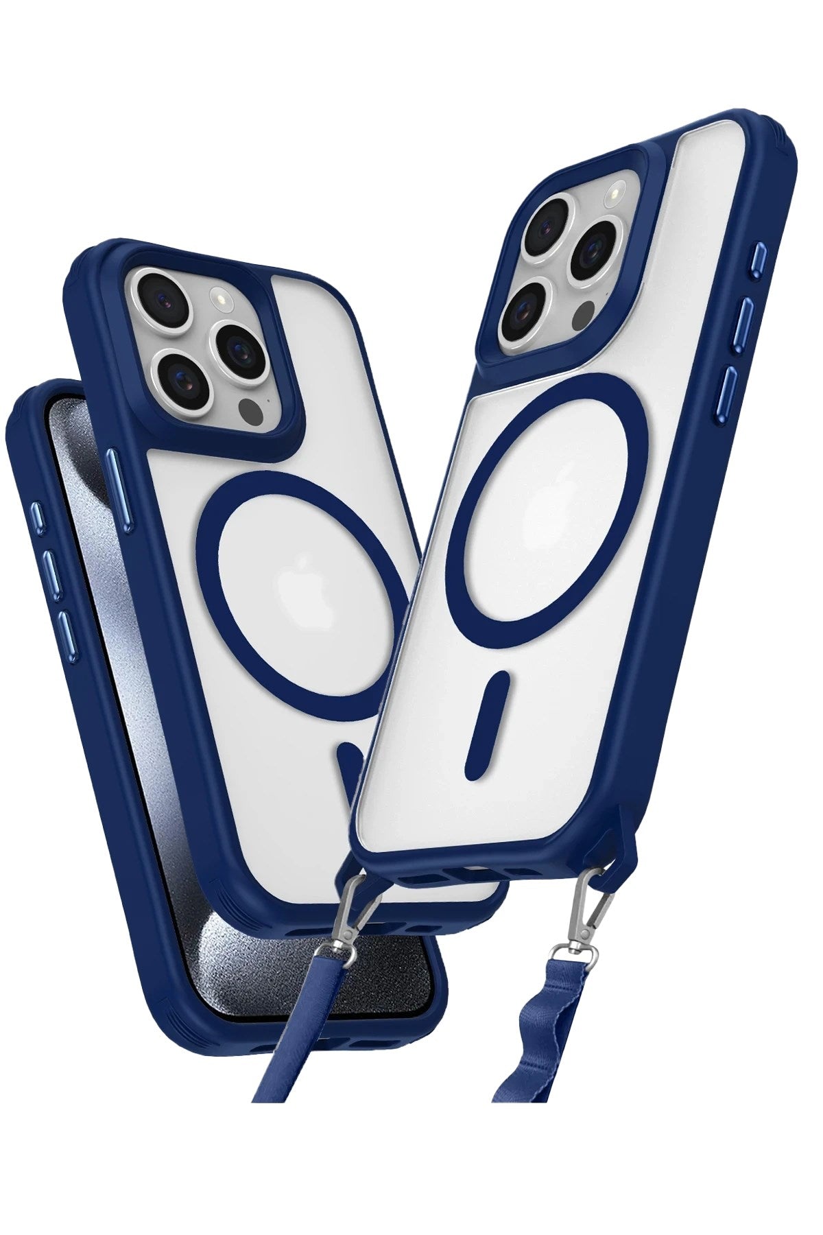 Mey İthalat® iPhone 15 Pro Max Kılıf Enka Magsafe Silikon Kılıf - Lacivert
