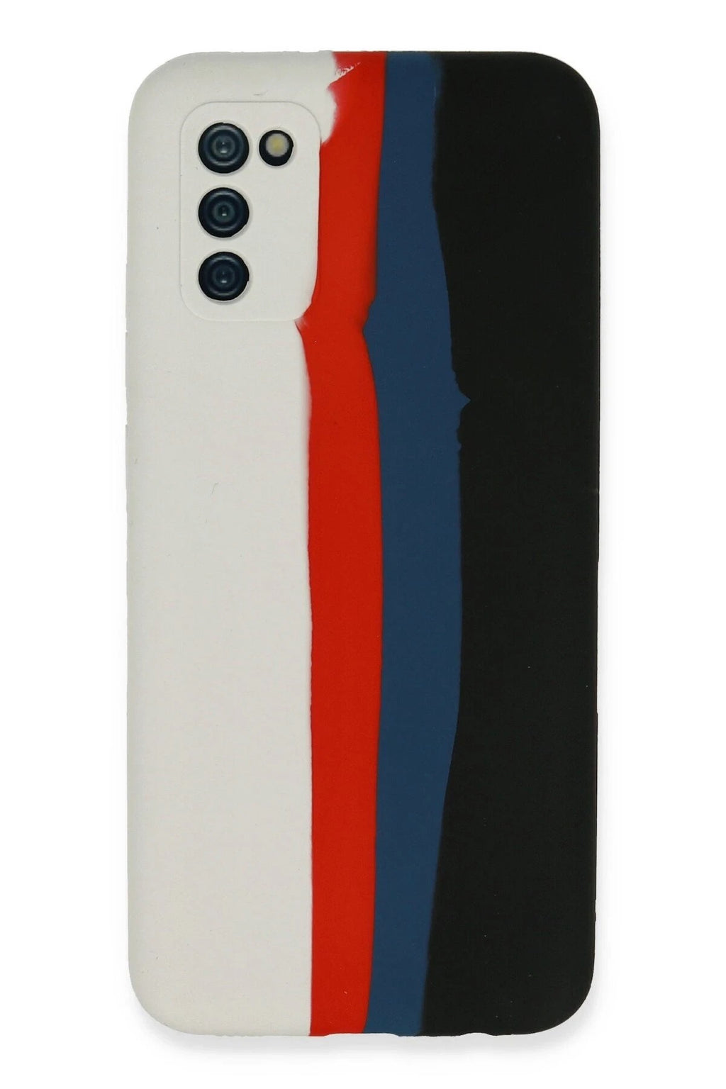 Mey İthalat® Samsung Galaxy A03S Kılıf Ebruli Lansman Silikon - Beyaz-Siyah