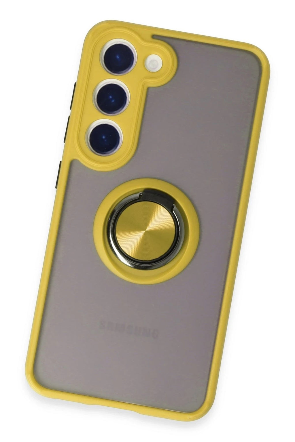 Mey İthalat® Samsung Galaxy S23 Kılıf Montreal Yüzüklü Silikon Kapak - Sarı
