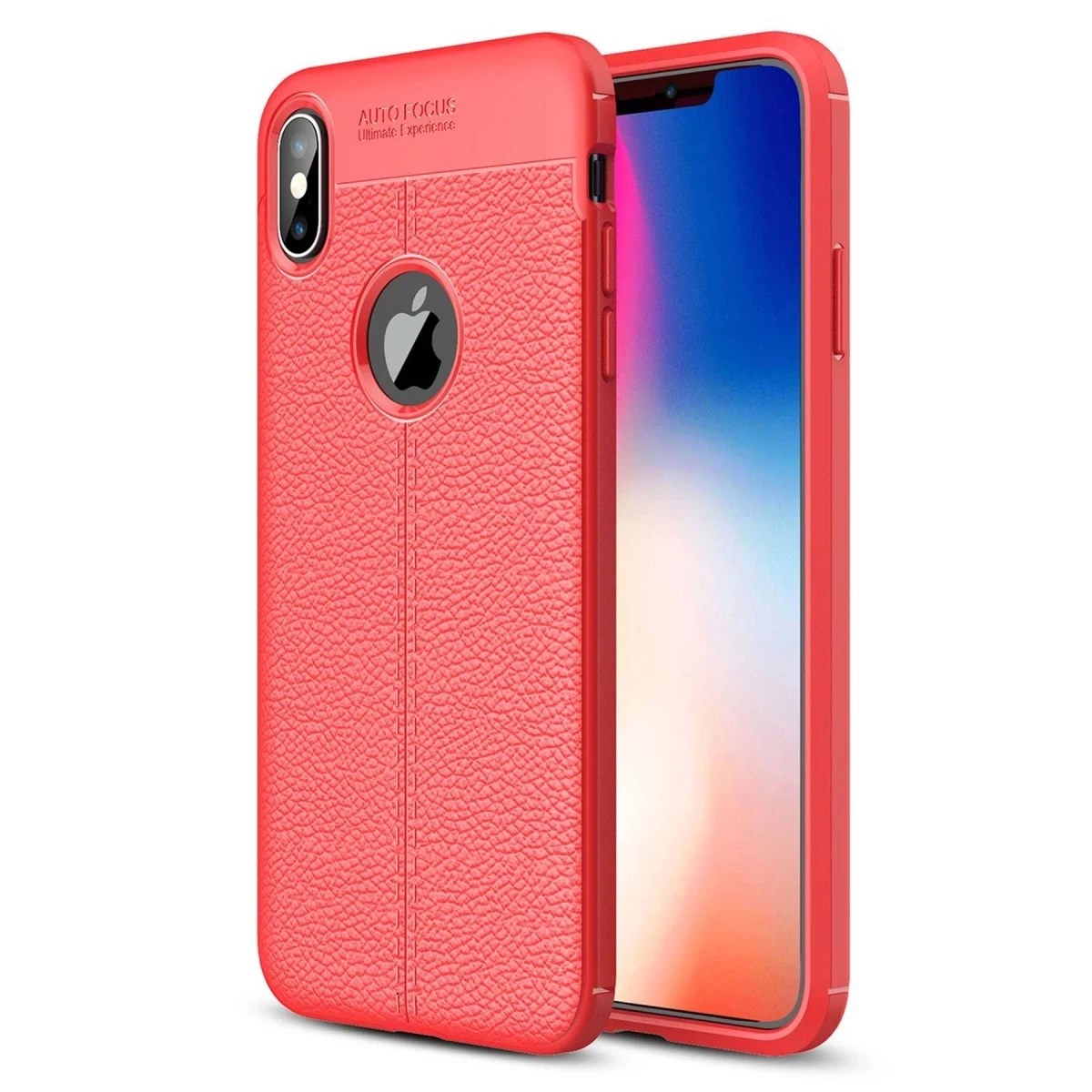 Mey İthalat® iPhone X Kılıf Auto Focus Kapak - Kırmızı