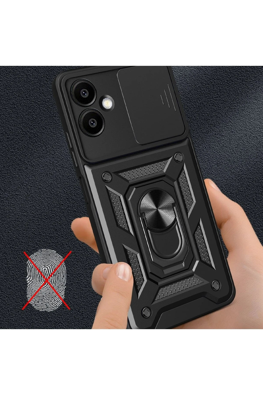 Mey İthalat® Samsung Galaxy A06 Kılıf Pars Lens Yüzüklü Silikon - Siyah