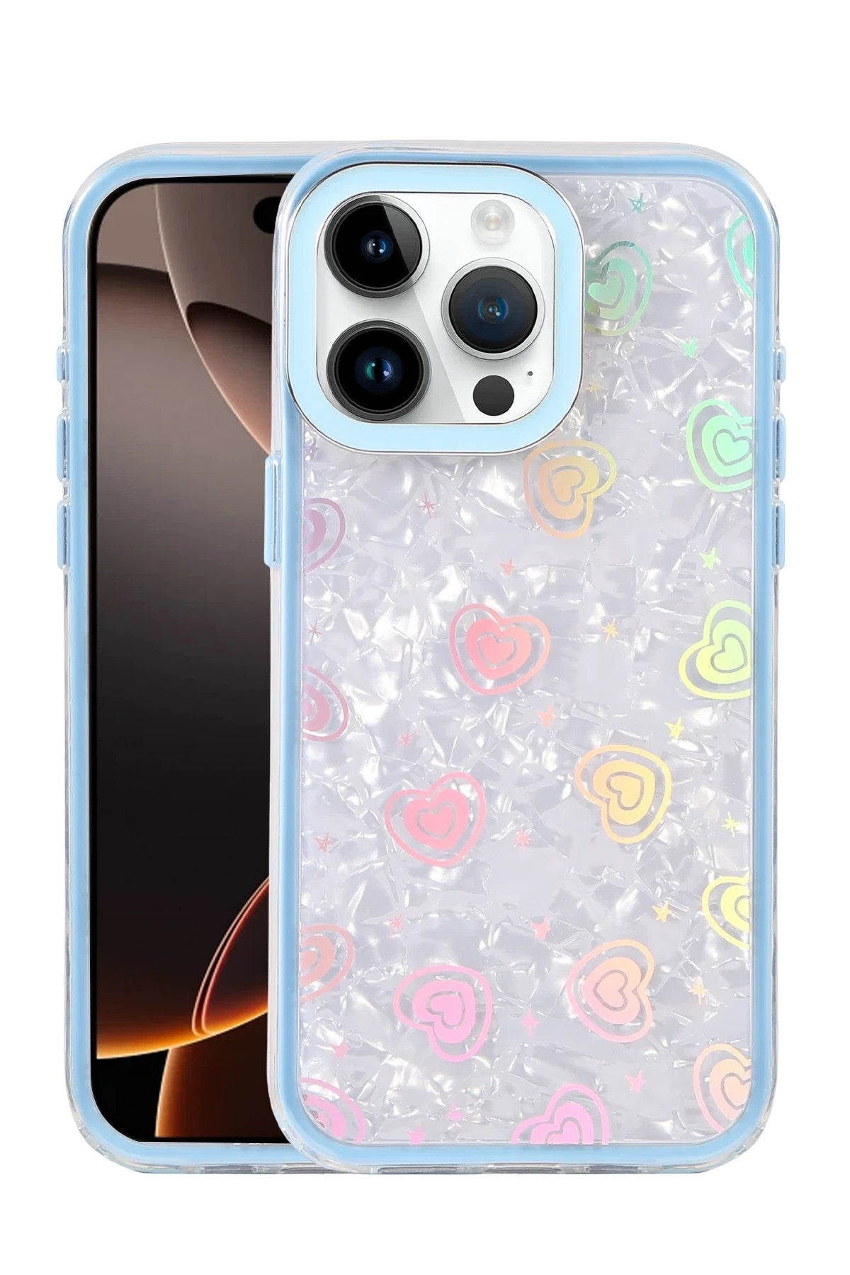 Mey İthalat® iPhone 16 Pro Lumi Desenli Kapak - Mavi
