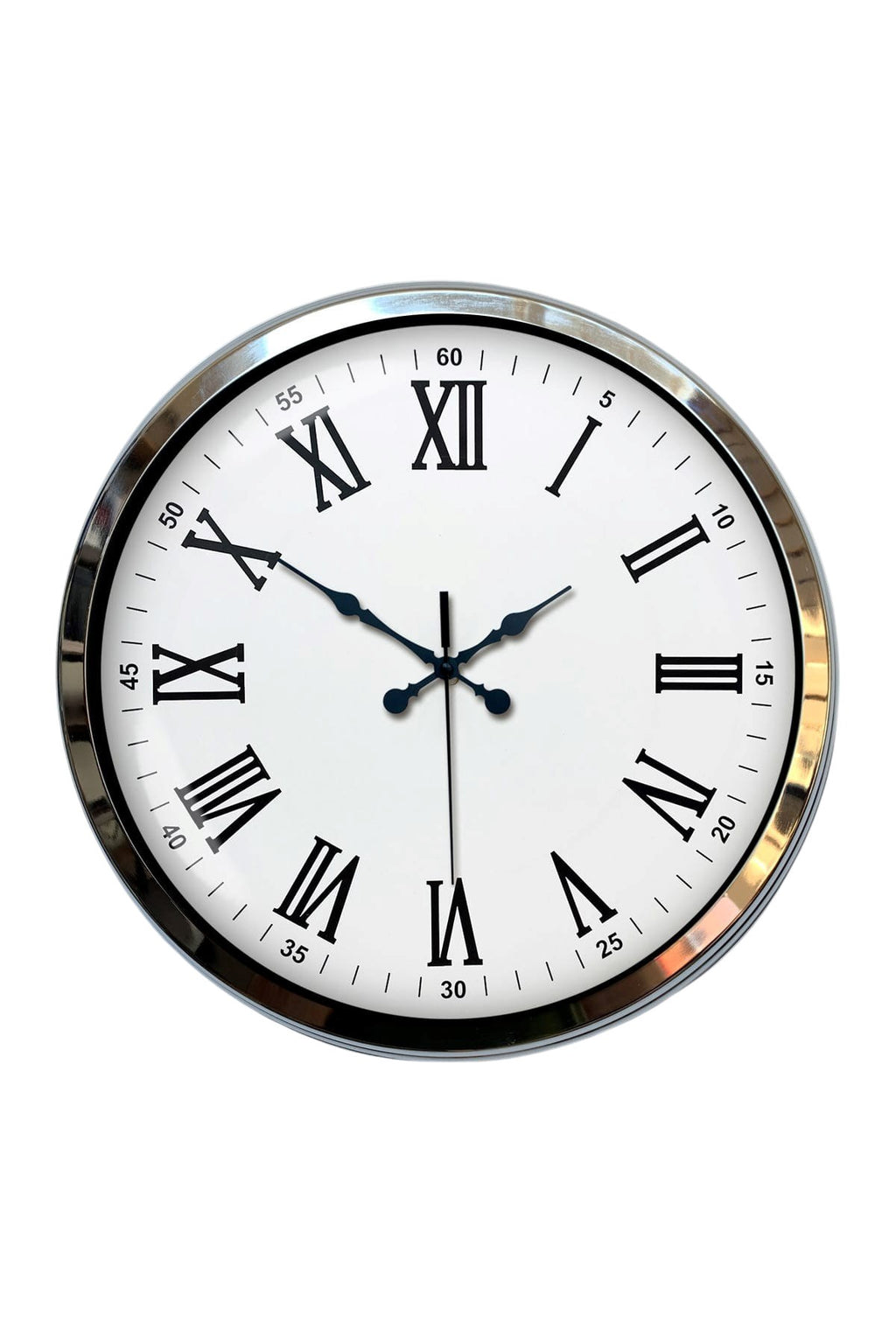Krom Roma Rakamlı 40 Cm Metal Modern Duvar Saati