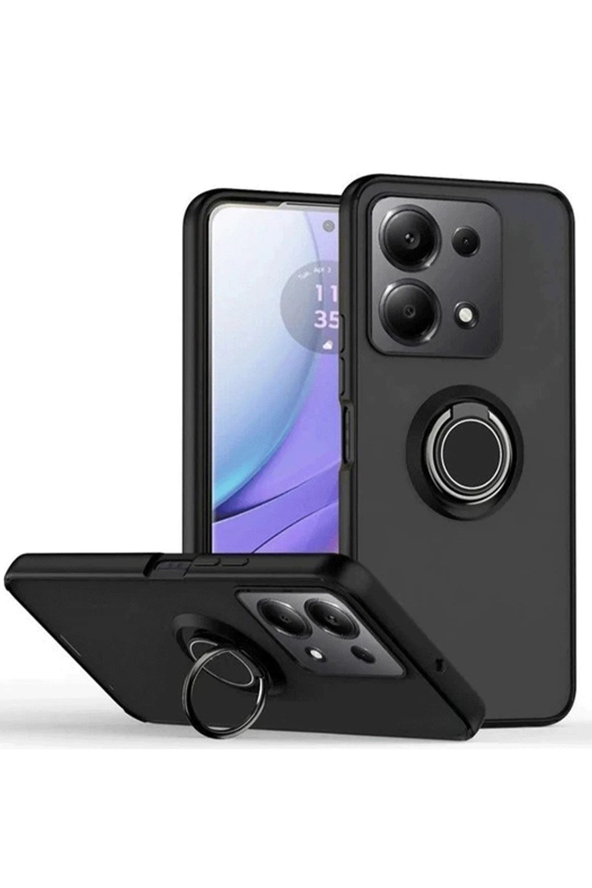 Mey İthalat® Redmi Note 13 Pro 4G Montreal Yüzüklü Silikon Kapak - Siyah