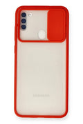 Mey İthalat® Samsung Galaxy A11 Kılıf Palm Buzlu Kamera Sürgülü Silikon - Kırmızı