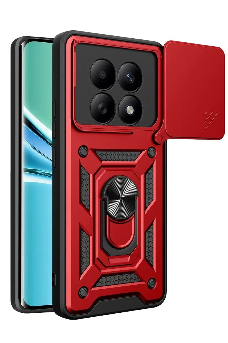 Mey İthalat® Redmi Note 15 4G Pars Lens Yüzüklü Silikon - Kırmızı