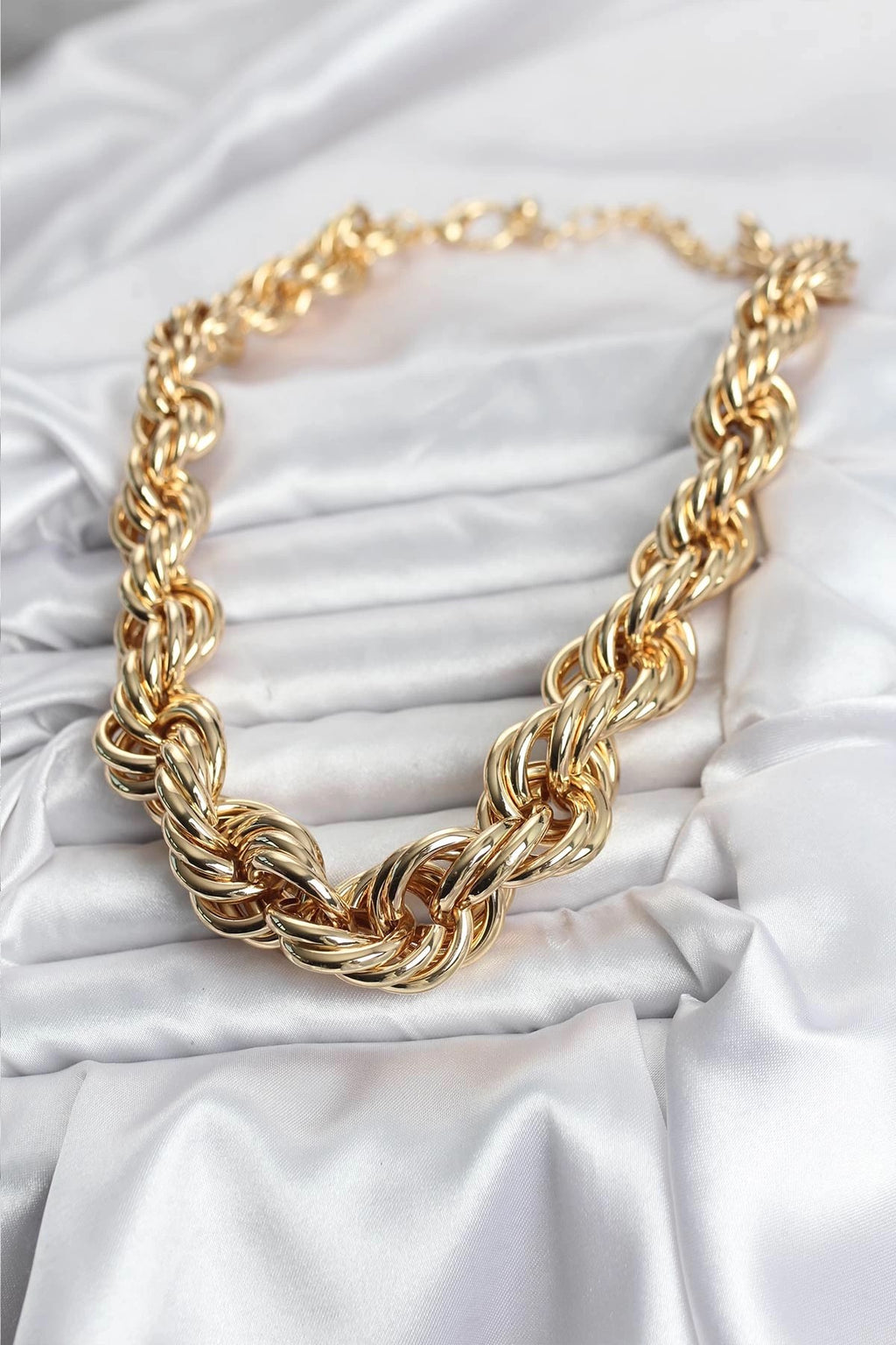 Mey İthalat® Pirinç Gold Renk Sarmal Halat Model Kadın Kolye