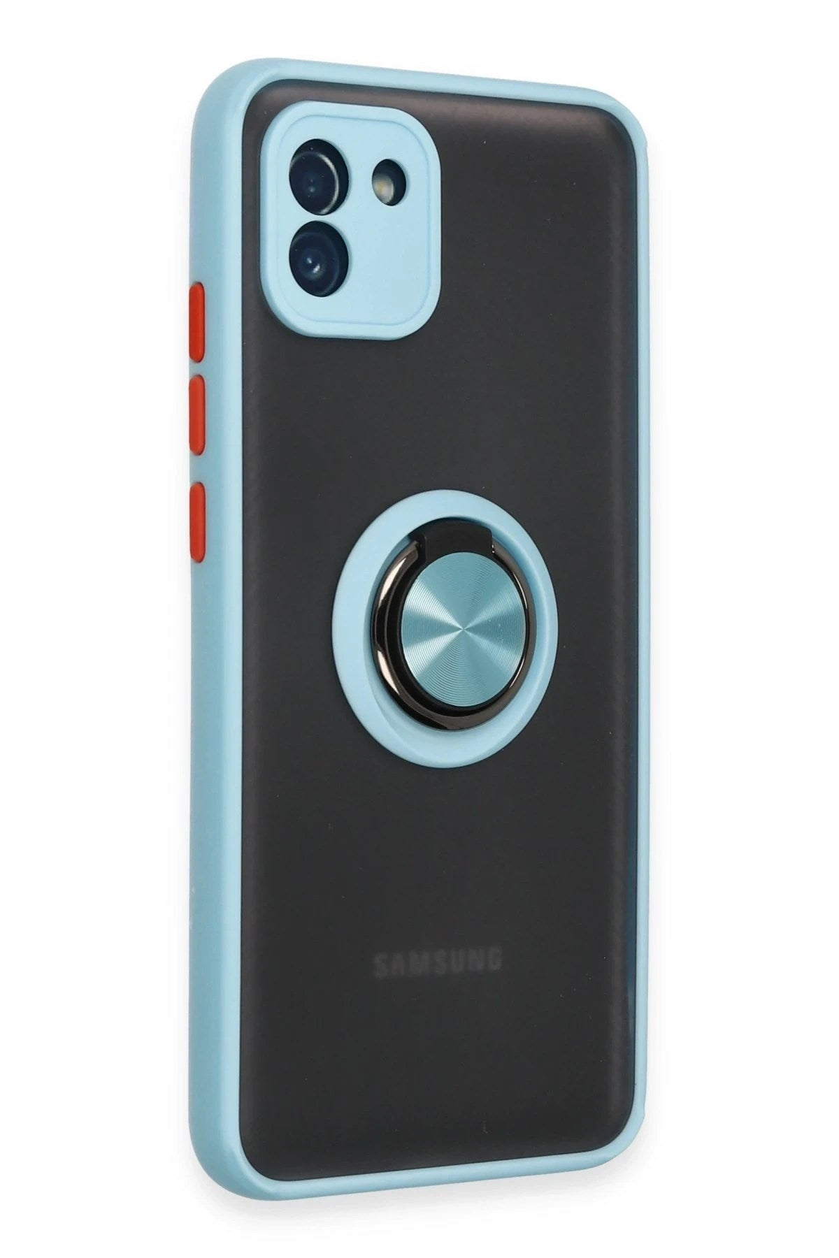 Mey İthalat® Samsung Galaxy A03 Kılıf Montreal Yüzüklü Silikon Kapak - Buz Mavi