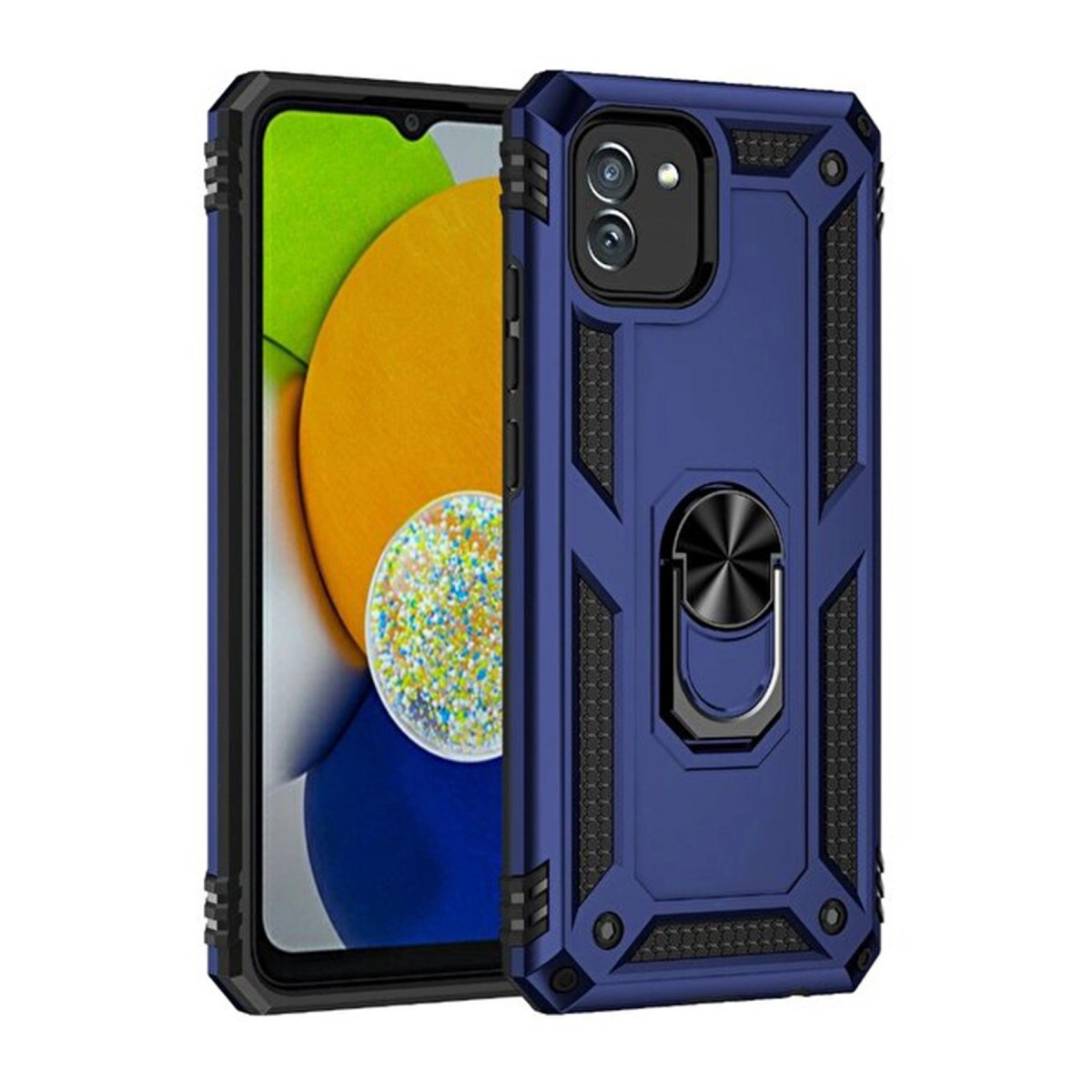 Mey İthalat® Samsung Galaxy A03 Kılıf Sofya Yüzüklü Silikon Kapak - Lacivert
