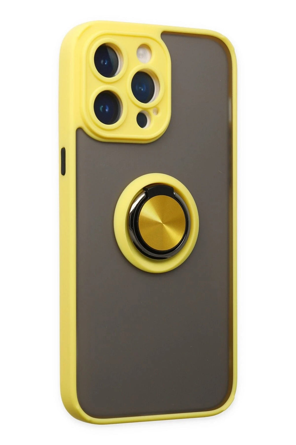 Mey İthalat® iPhone 14 Pro Max Kılıf Montreal Yüzüklü Silikon Kapak - Sarı