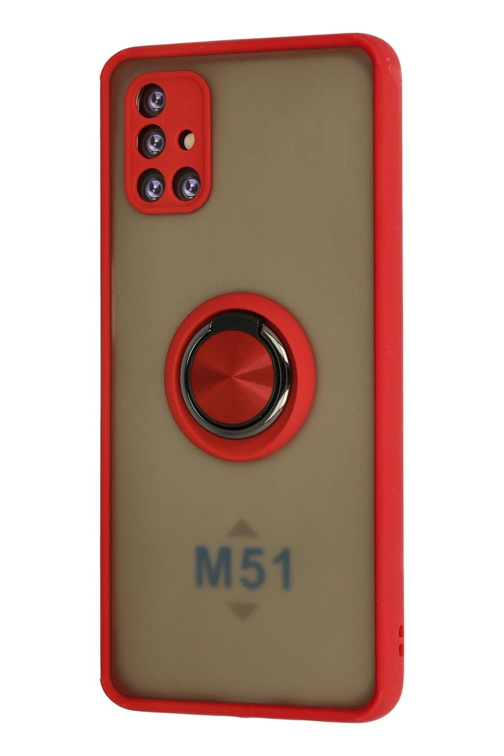 Mey İthalat® Samsung Galaxy M51 Kılıf Montreal Yüzüklü Silikon Kapak - Kırmızı
