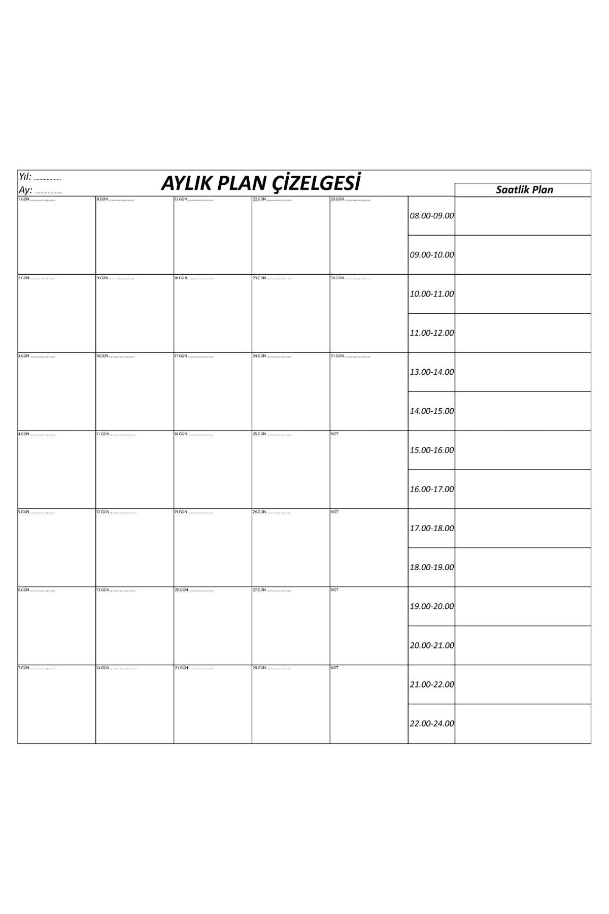 Aylık Planlayıcı Manyetik Duvar Stickerı Takvim Plan Çizelgesi