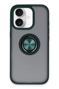 Mey İthalat® iPhone 16 Kılıf Montreal Yüzüklü Silikon Kapak - Yeşil