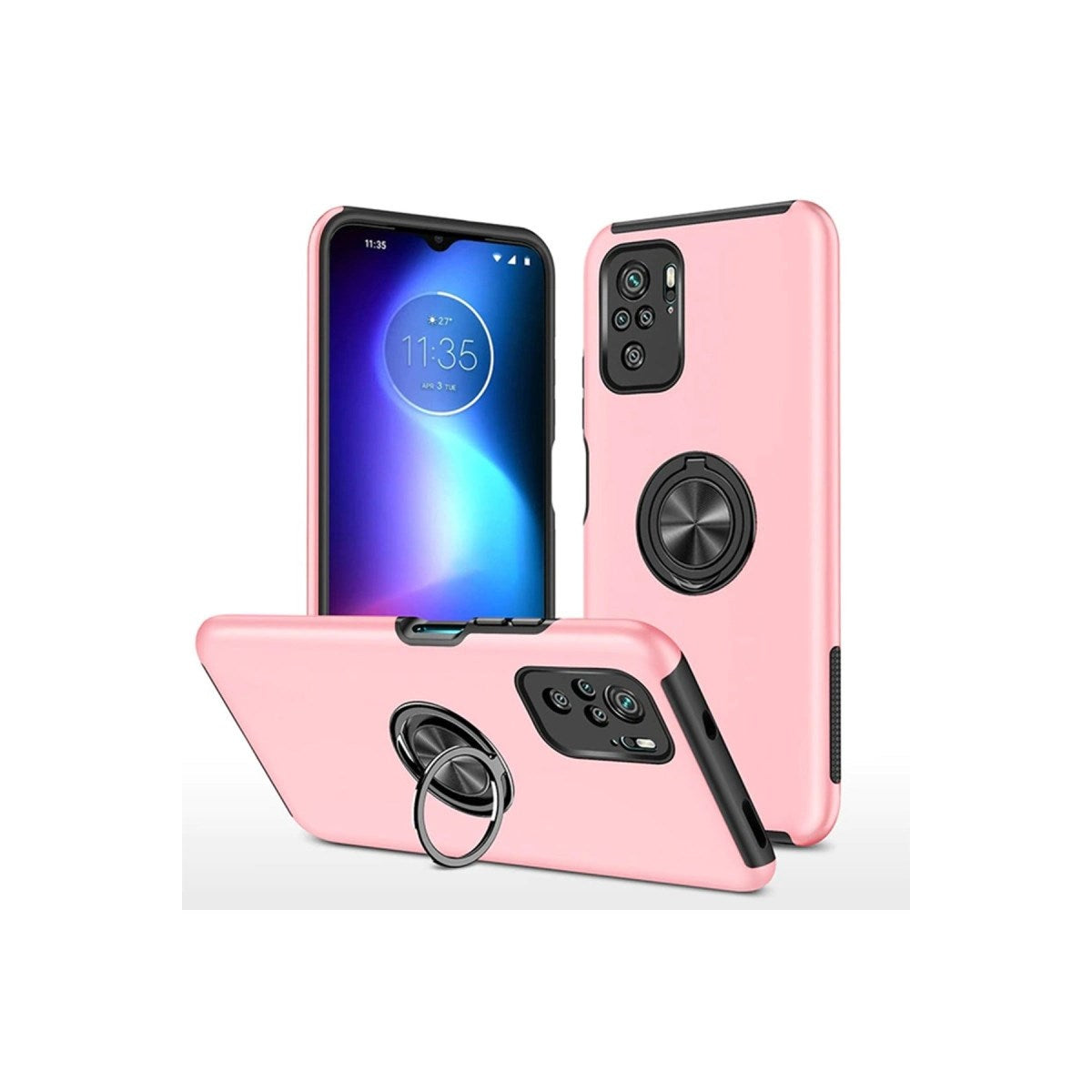 Mey İthalat® Poco F3 Kılıf Elit Yüzüklü Kapak - Pembe