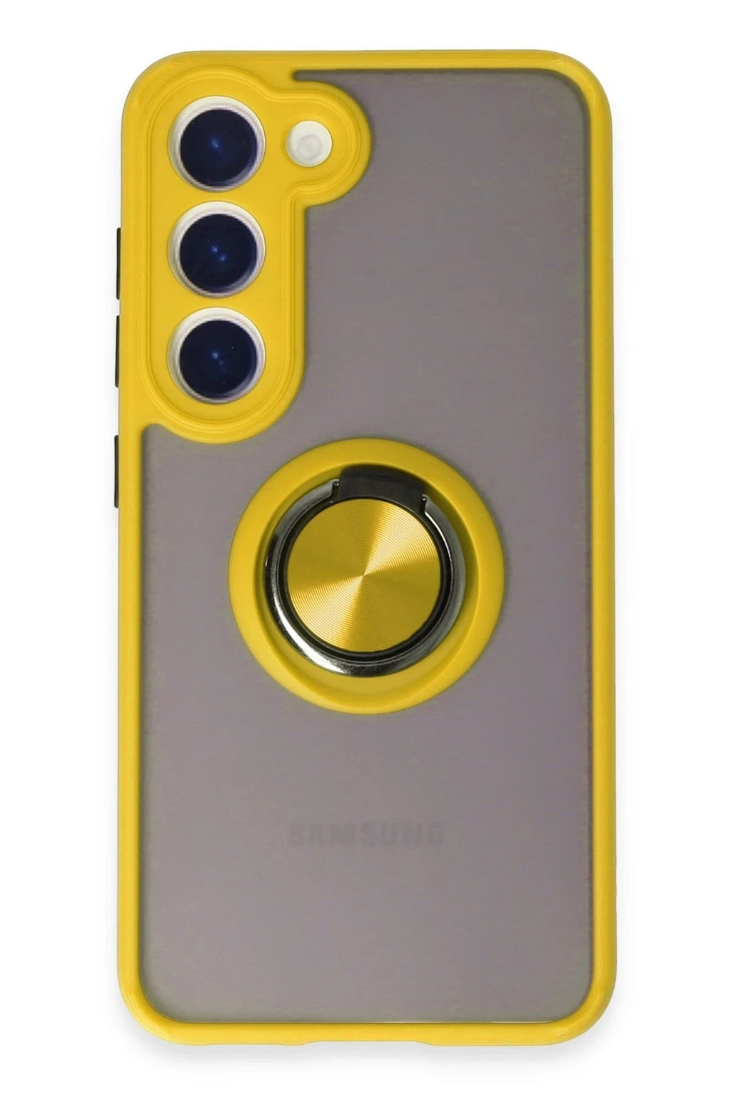 Mey İthalat® Samsung Galaxy S23 Kılıf Montreal Yüzüklü Silikon Kapak - Sarı