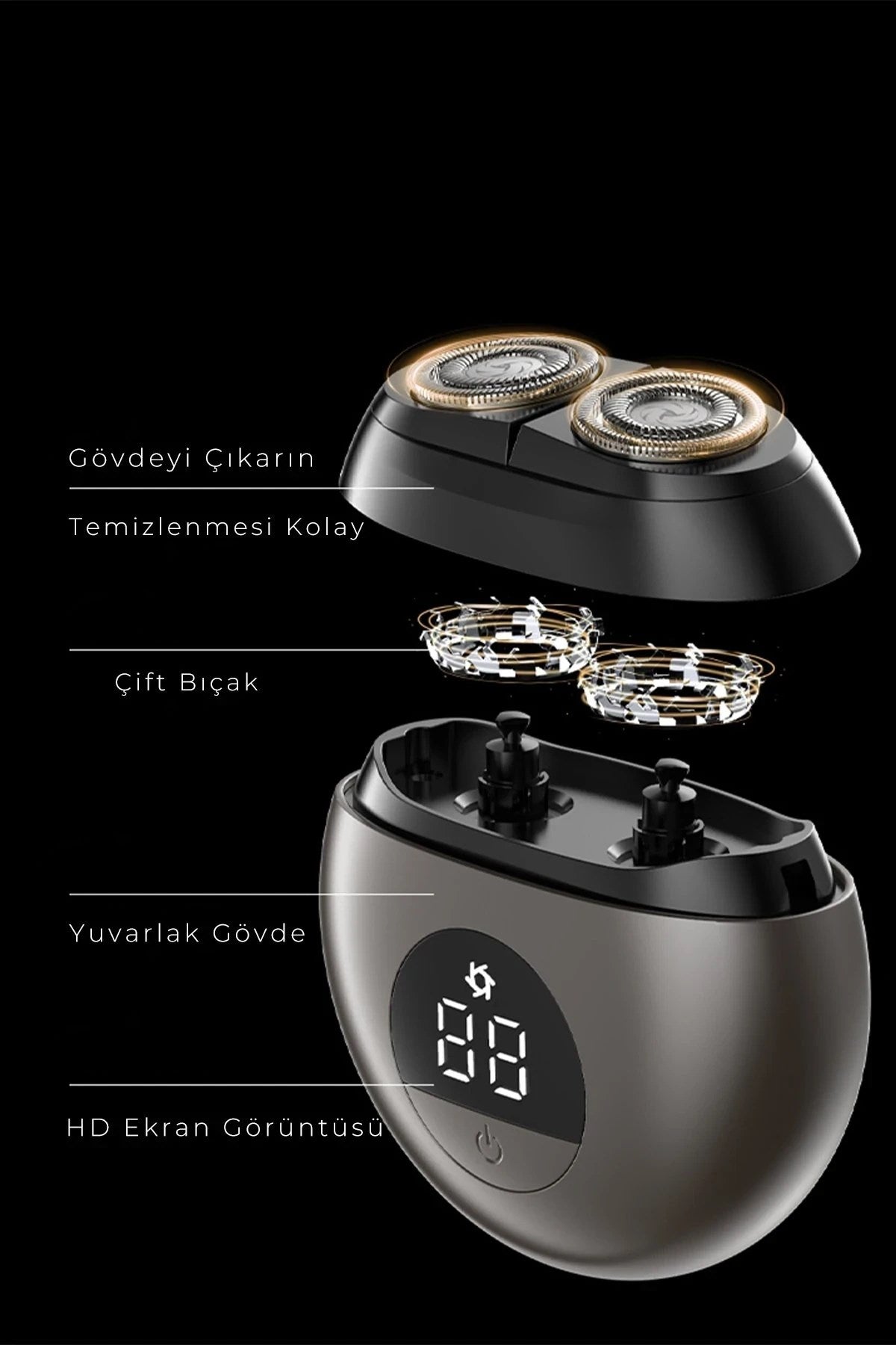 Mey İthalat® CB-S1 Dijital Şarj Göstergeli Tıraş Makinesi - Gri
