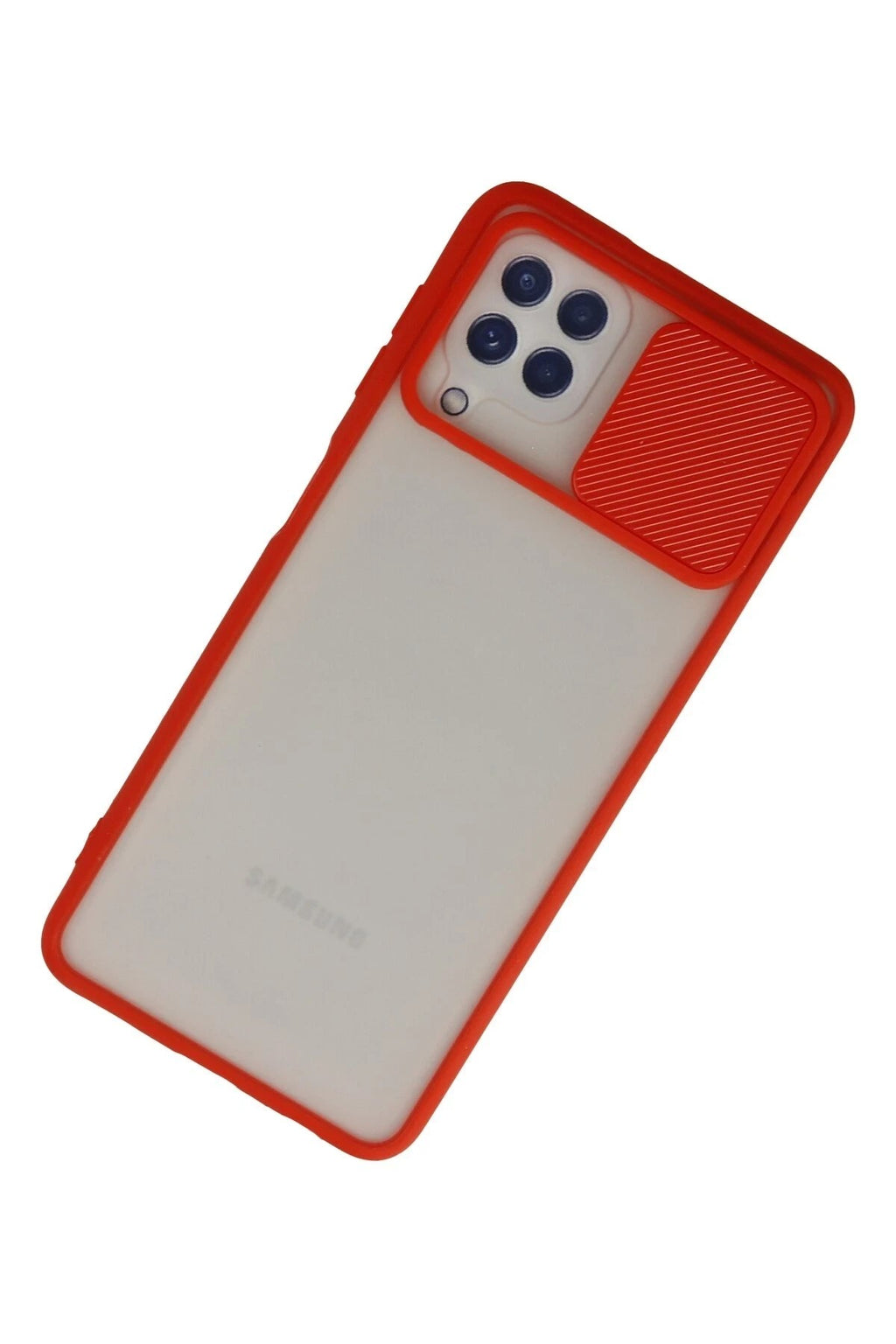 Mey İthalat® Samsung Galaxy A22 Kılıf Palm Buzlu Kamera Sürgülü Silikon - Kırmızı