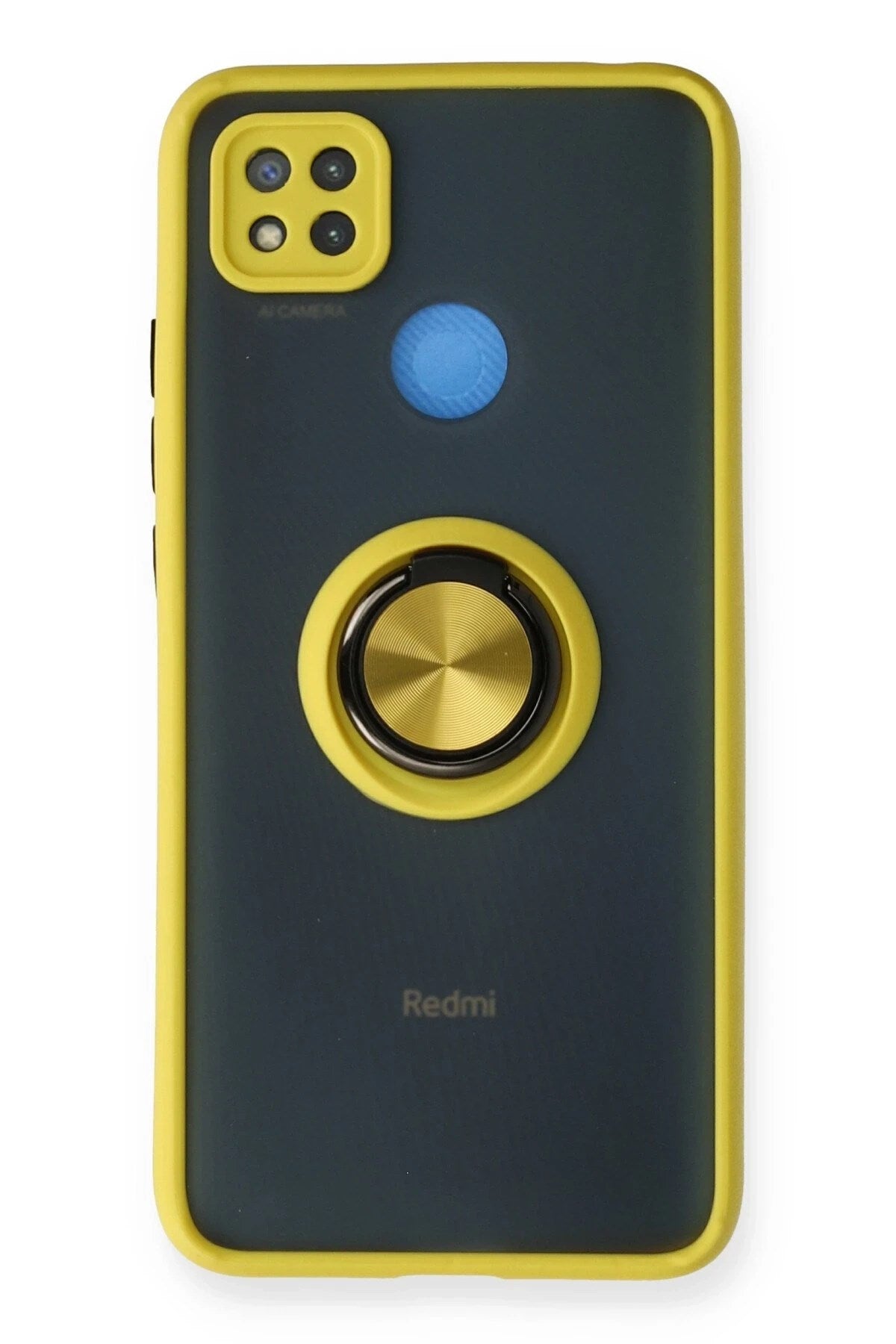 Mey İthalat® Redmi 9C Kılıf Montreal Yüzüklü Silikon Kapak - Sarı
