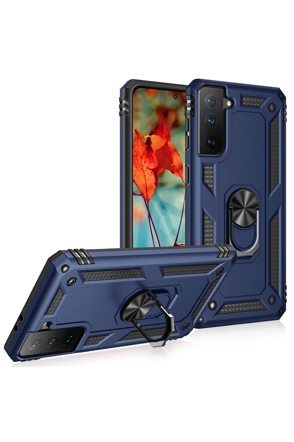 Mey İthalat® Samsung Galaxy S21 Kılıf Sofya Yüzüklü Silikon Kapak - Lacivert
