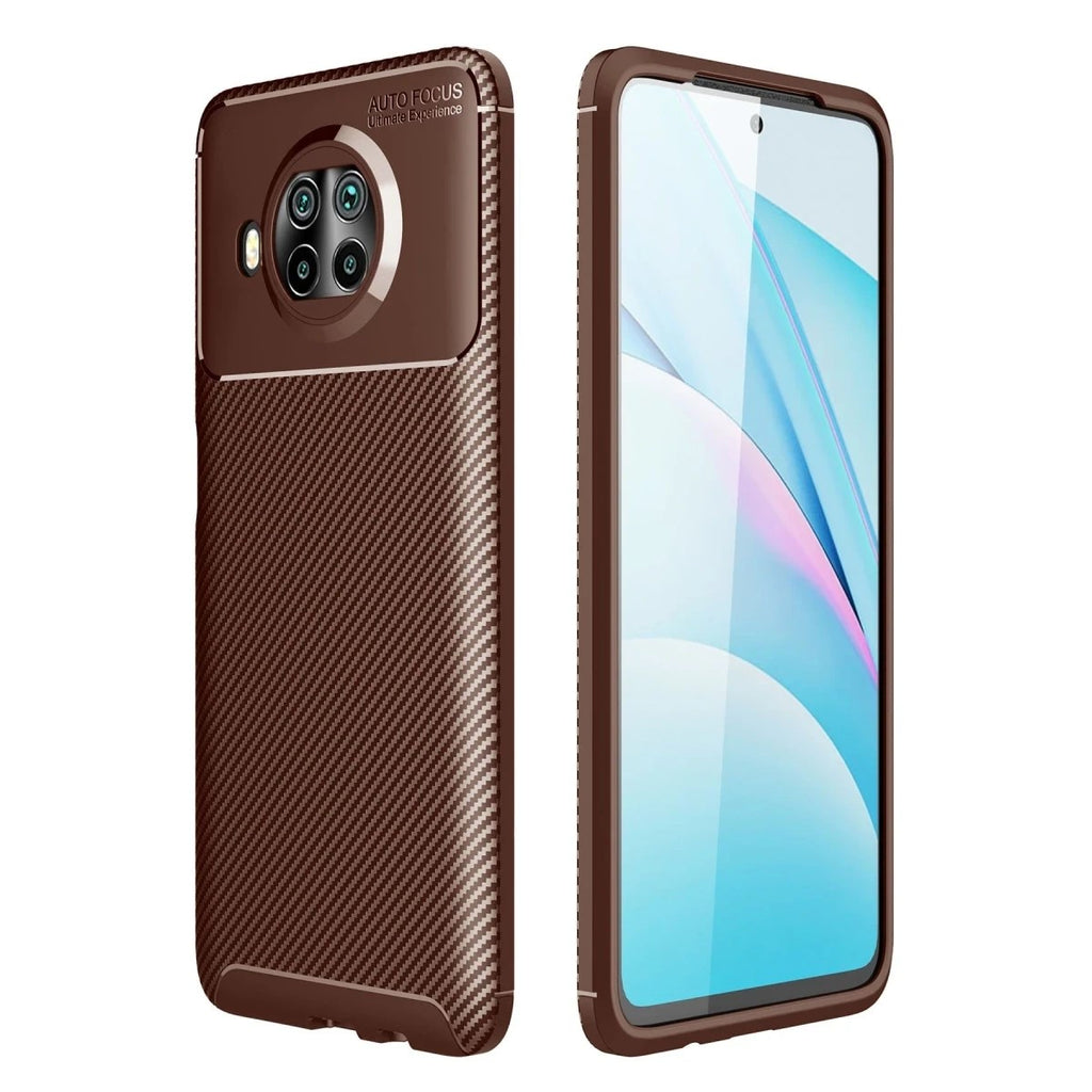 Mey İthalat® Mi 10T Lite Kılıf Auto Focus Karbon Kapak - Kahverengi