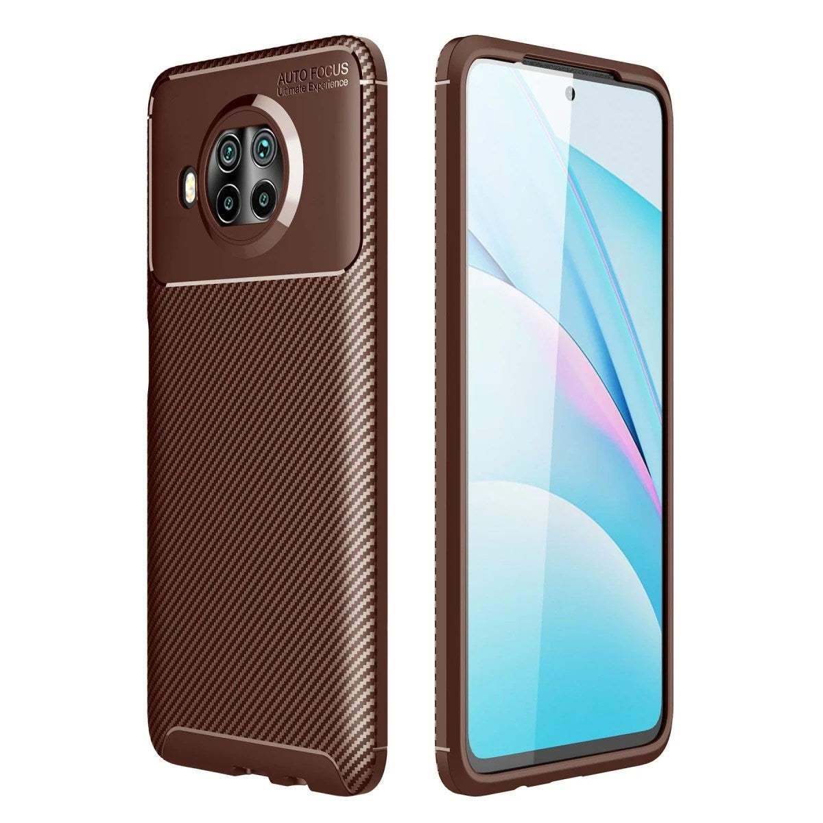 Mey İthalat® Mi 10T Lite Kılıf Auto Focus Karbon Kapak - Kahverengi