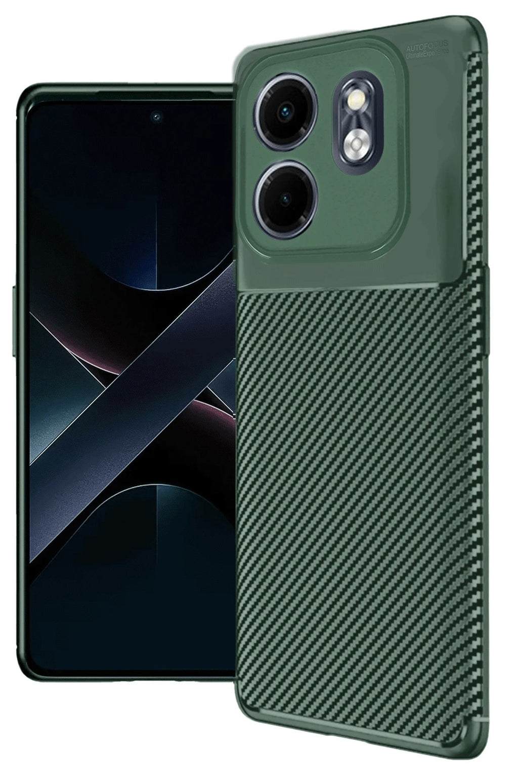 Mey İthalat® İnfinix Smart 9 Kılıf Auto Focus Karbon Kapak - Koyu Yeşil