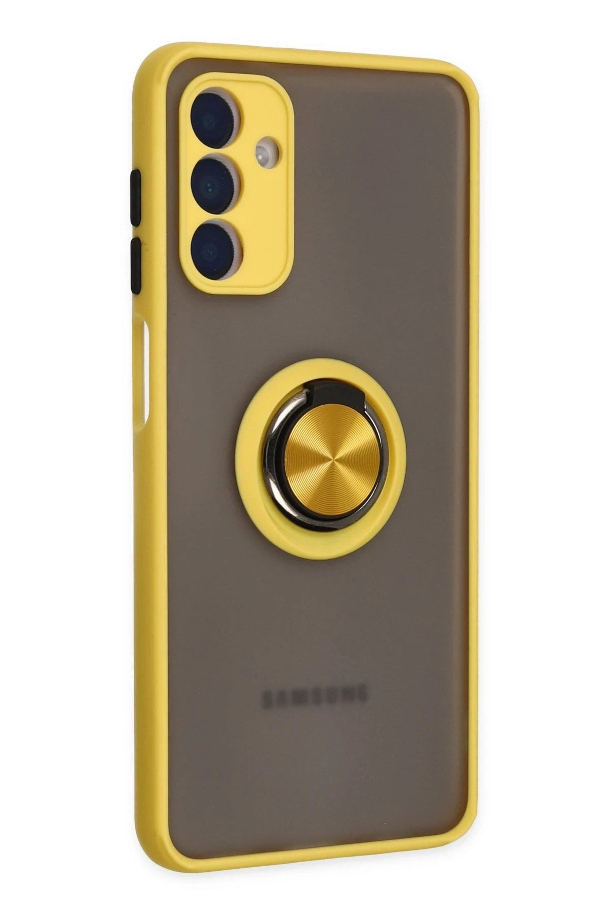 Mey İthalat® Samsung Galaxy A04S Kılıf Montreal Yüzüklü Silikon Kapak - Sarı