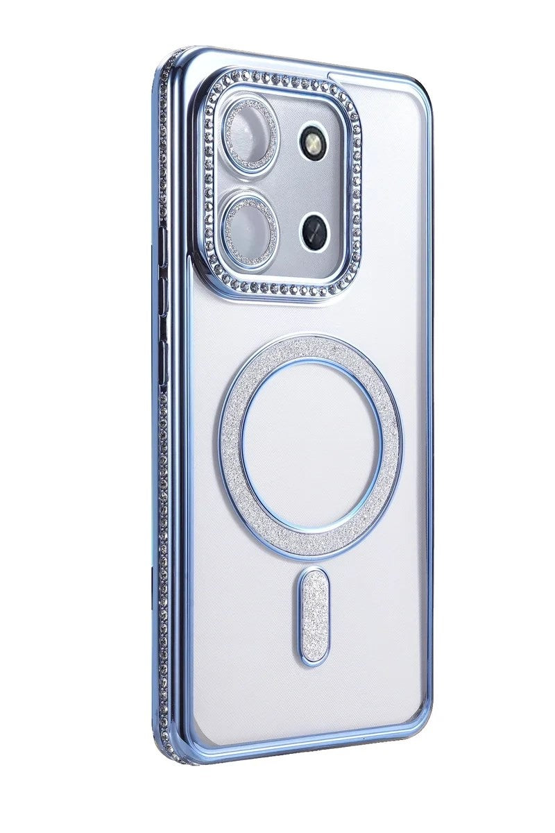 Mey İthalat® Redmi 15C 4G Joke Simli Magneticsafe Kılıf - Mavi