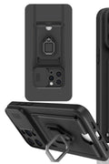 Mey İthalat® iPhone 15 Pro Kılıf Zuma Kartvizitli Yüzüklü Silikon - Siyah