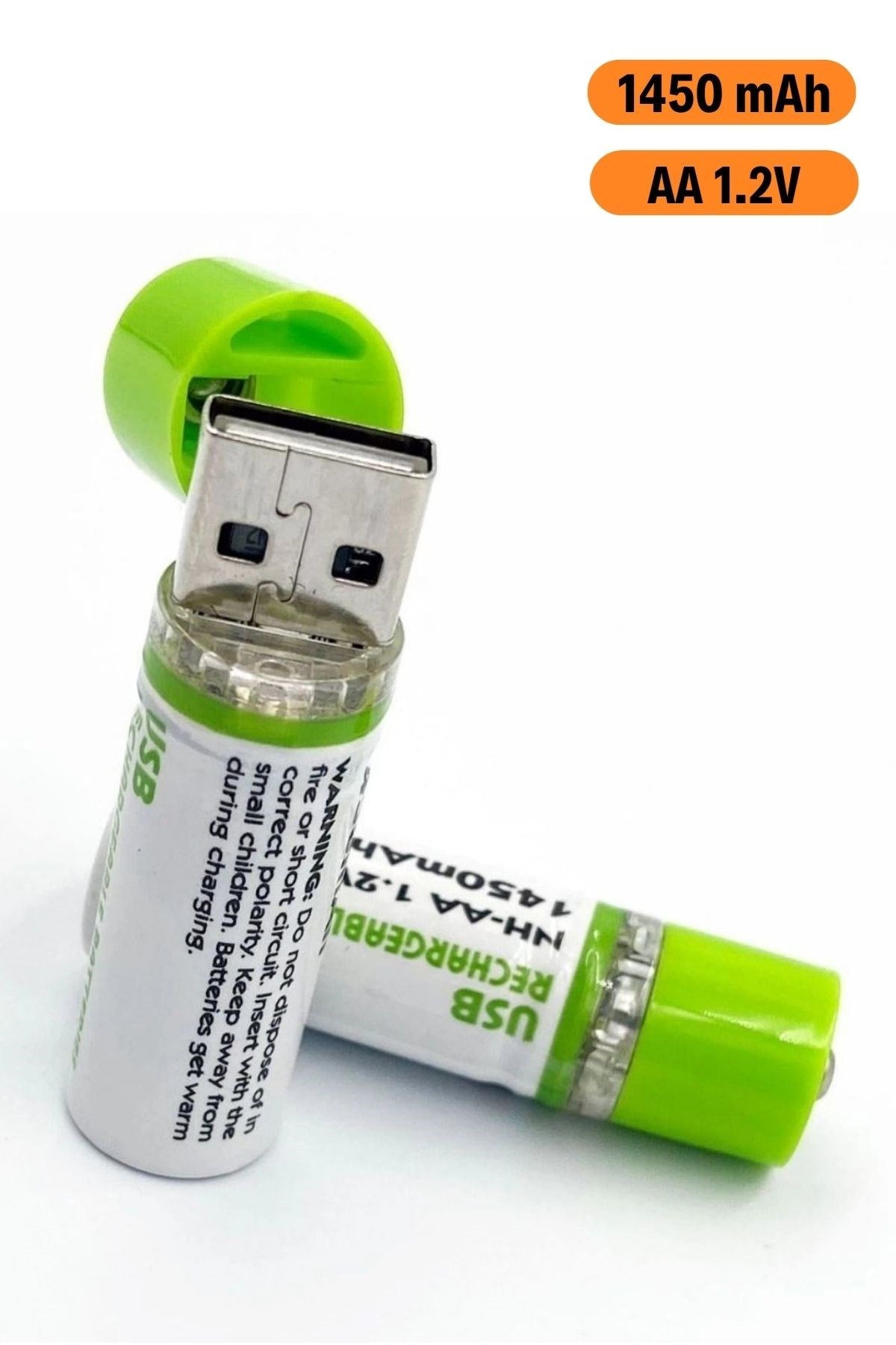 USB Şarjlı 1450mAh AA 1.2V Lityum Kalem Pil – 2’li Set, Tekrar Şarj Edilebilir Uzun Ömürlü Dönüştürülebilir Batarya