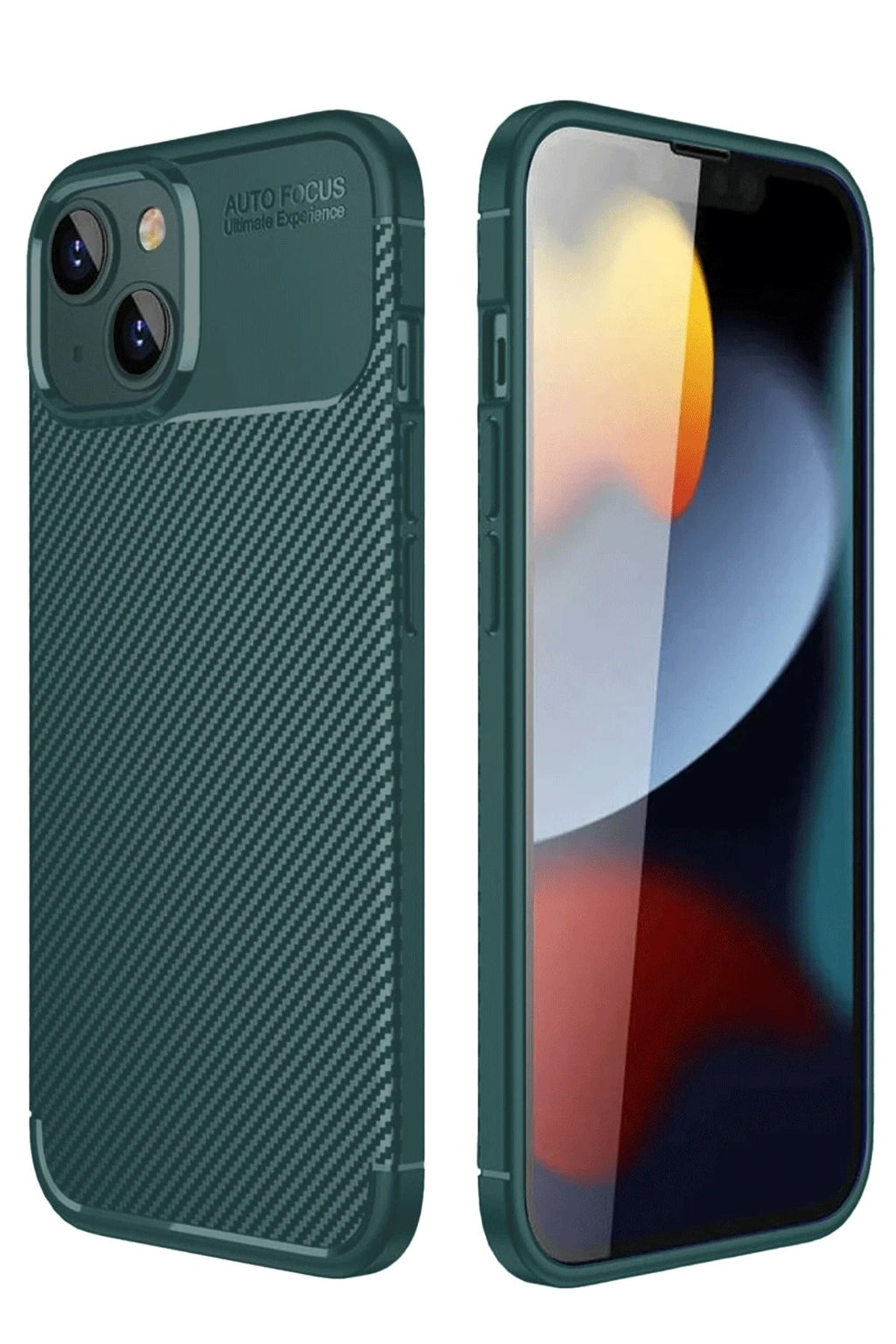 Mey İthalat® iPhone 14 Kılıf Auto Focus Karbon Kapak - Koyu Yeşil