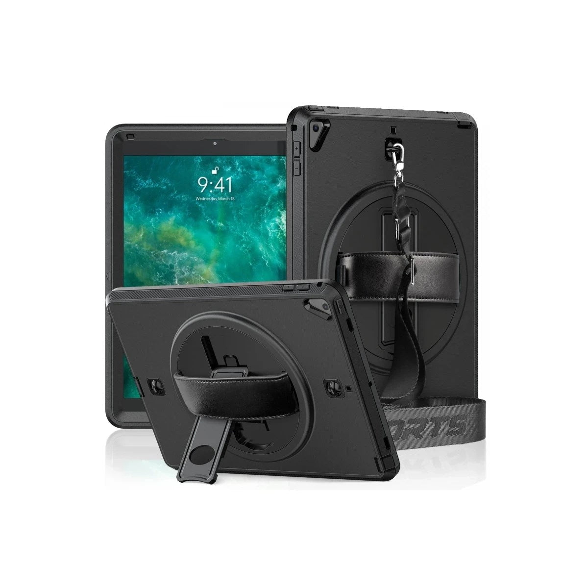 Mey İthalat® iPad 5 Air 9.7 Kılıf Strap-C Otterbox Tablet Kapak - Siyah