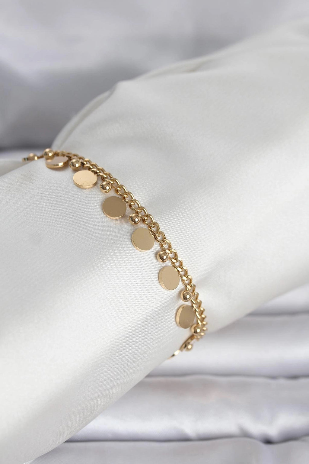 Mey İthalat® 316L Çelik Gold Renk Pullu Model Kadın Bileklik