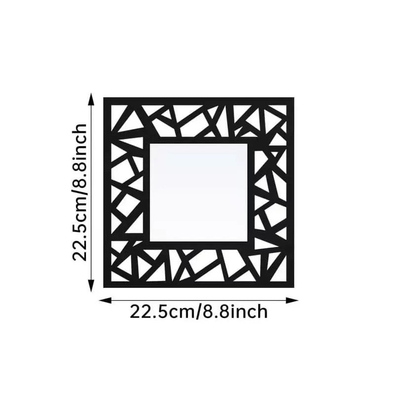 Mey İthalat® 2'li Set Kırılmaz Pleksi Dekoratif Duvar Aynası - 22.5x22.5 cm Geometrik Çerçeveli 1. Sınıf Ayna