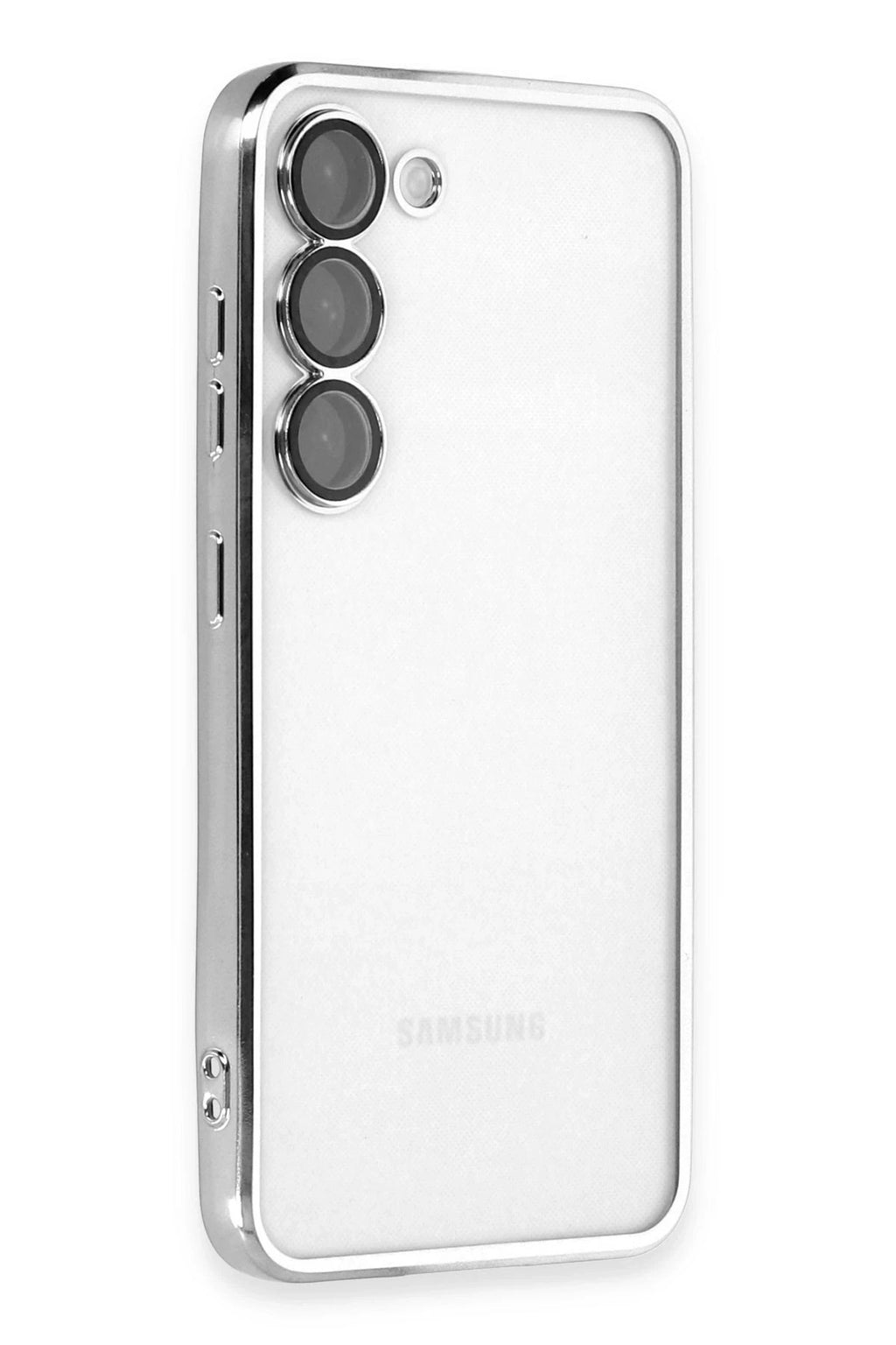 Mey İthalat® Samsung Galaxy S23 Plus Kılıf Lensli Silikon - Gümüş