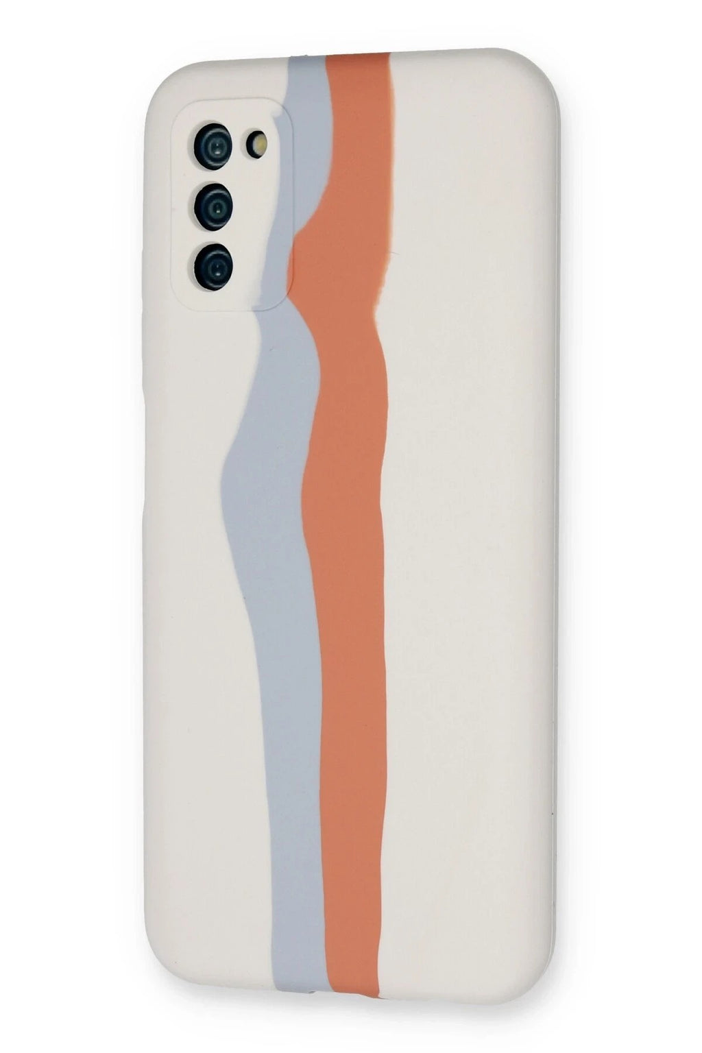 Mey İthalat® Samsung Galaxy A03S Kılıf Ebruli Lansman Silikon - Beyaz-Turuncu