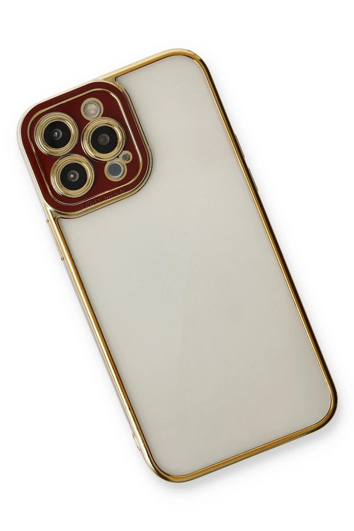 Mey İthalat® iPhone 13 Pro Kılıf Liva Lens Silikon - Bordo