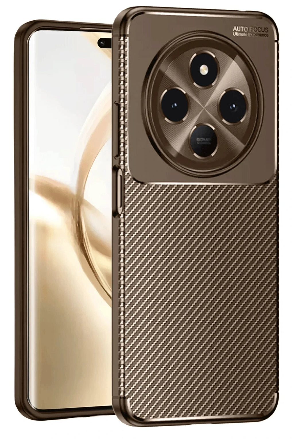 Mey İthalat® Tecno Spark 30 Kılıf Auto Focus Karbon Kapak - Kahverengi