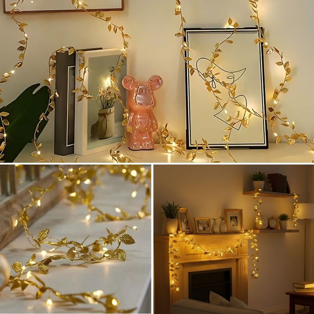 3 Metre Yaldızlı Gold LED Işık – Dekoratif Ortam ve Yılbaşı Aydınlatması