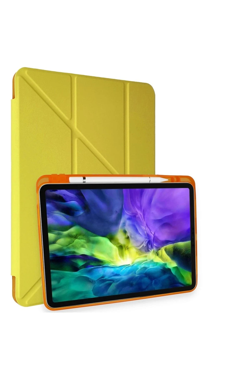 Mey İthalat® iPad Pro 11 (2018) Kılıf Kalemlikli Mars Tablet Kılıfı - Açık Sarı
