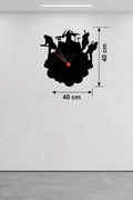 Mey İthalat® Rock Band ve Müzik Temalı Ahşap Duvar Saati - 40x40 cm Lazer Kesim