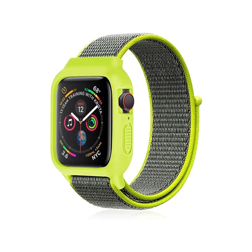 Mey İthalat® Watch 38mm Hasırlı Cırtcırtlı Kasalı Kordon - Yeşil