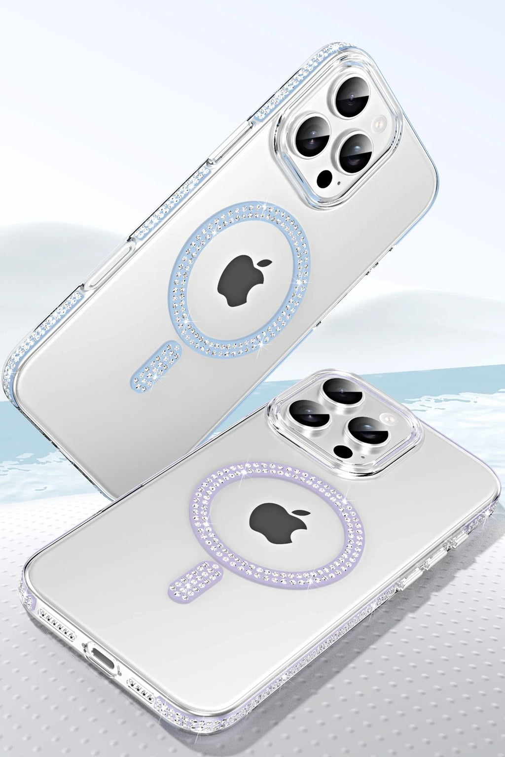 Mey İthalat® iPhone 14 Pro Max Move Taşlı Magsafe Kapak - Gümüş