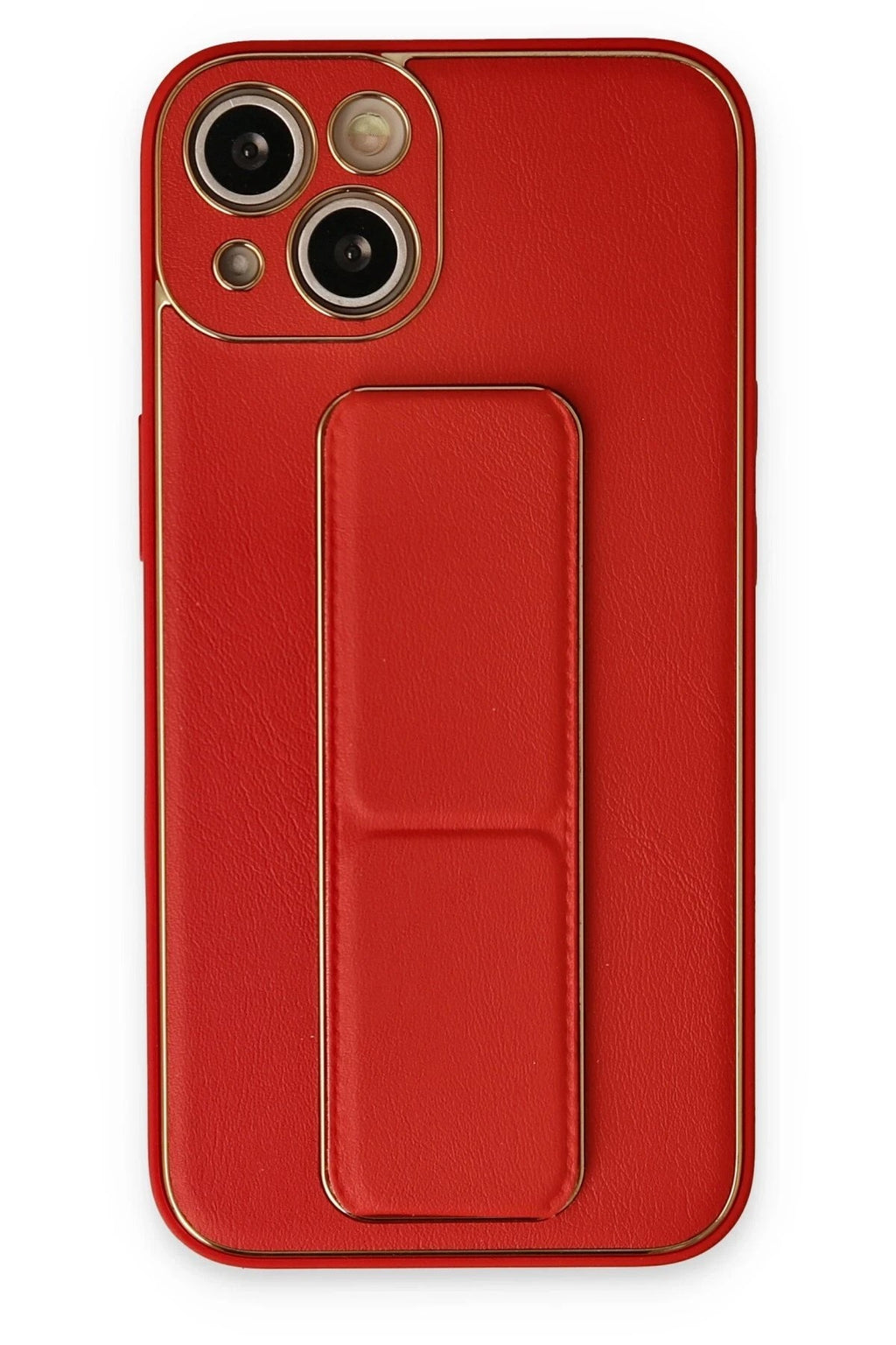 Mey İthalat® iPhone 14 Kılıf Coco Deri Standlı Kapak - Kırmızı