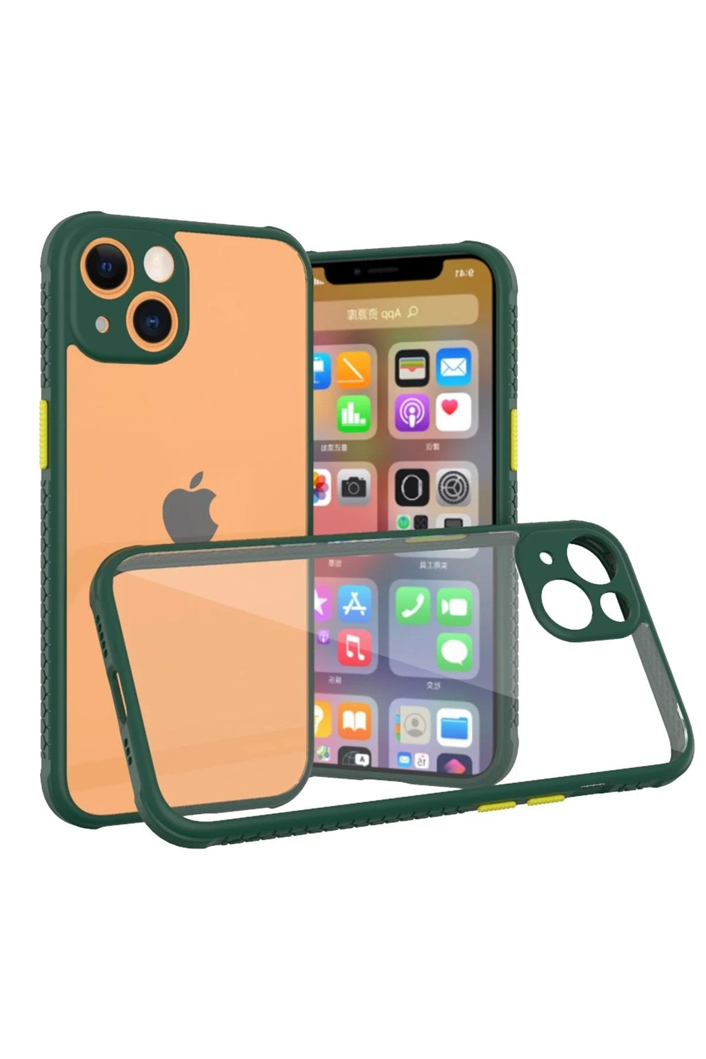 Mey İthalat® iPhone 13 Mini Kılıf Miami Şeffaf Silikon - Koyu Yeşil