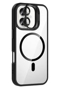 Mey İthalat® iPhone 16 Remim Lensli Magsafe Standlı Kapak - Siyah
